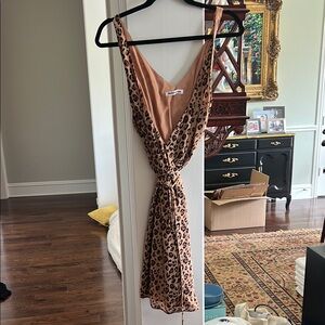 Reformation Leopard Print V-Neck Wrap Dress size L